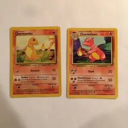 Vintage Charmander 46/102 Charmeleon 24/102 Pokemon TCG Base Set Cards - Image 1