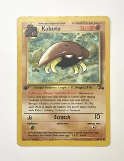 Kabuto 50/62 First 1st Edition Fossil Pokemon Common Card DMG Damaged Creased - Image 1