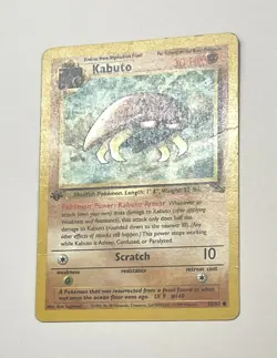 Kabuto 50/62 First 1st Edition Fossil Pokemon Common Card DMG Damaged Creased - Image 2