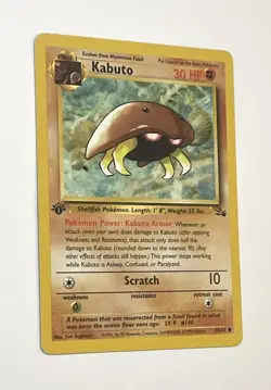 Kabuto 50/62 First 1st Edition Fossil Pokemon Common Card DMG Damaged Creased - Image 3