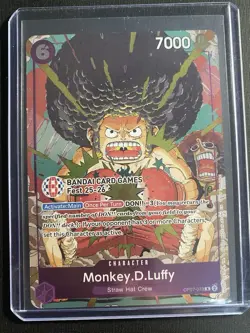 One Piece Monkey D Luffy OP07-073 BANDAI CARD GAMES Fest Promo Card English - Image 1