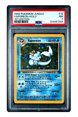 1999 POKEMON JUNGLE #12 VAPOREON HOLO RARE 1ST EDITION PSA 7 NEAR MINT - Image 1