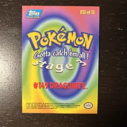 Dragonite #149 E12 of 12 - Vintage Pokemon Topps Blue Logo Card - Image 2