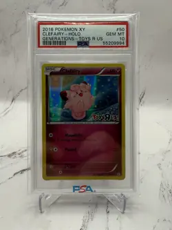 Clefairy 50 Holo Pokemon XY Generations Card 2016 Toys R Us Stamp Promo PSA 10 - Image 1