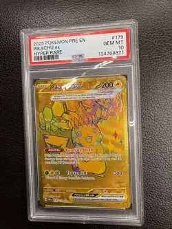 Pokemon TCG Pikachu EX Hyper Rare Card 179/131 Prismatic Evolutions PSA 10 - Image 1
