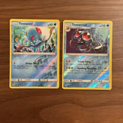 Tentacool 23/145 & Tentacruel 24/14 LP Reverse Holo Guards Rising Pokemon Cards - Image 1