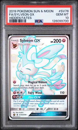 2019 POKEMON SUN & MOON HIDDEN FATES #SV76 FULL ART/SYLVEON GX PSA 10 - Image 1