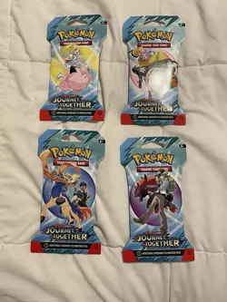 4 Scarlet & Violet: Journey Together New Booster Packs Pokemon TCG Sleeved - Image 1