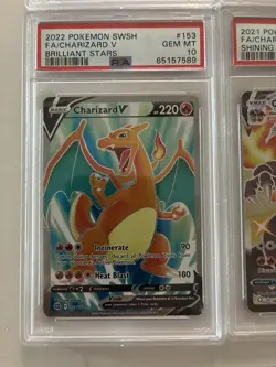 2022 Pokemon SWSH Charizard v Brilliant Stars 153/172 FA PSA 10 Gem Mint - Image 1