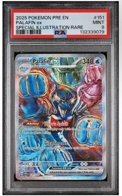 Pokemon 2025 Palafin ex 151/131 Full Art SIR Prismatic Evolutions PSA 9 Mint - Image 1