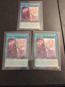 3x Yugioh Playset The Fallen & The Virtuous CH01-EN019 Ultra Rare 1st Near Mint - Image 1