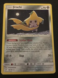 EXCLUSIVE Jirachi 99/181 LP Non Holo Team Up Pokemon Card HYOGONOSUKE Art - Image 1