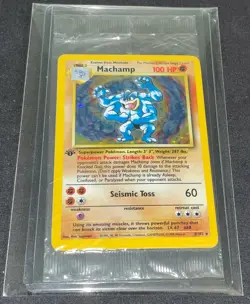 Pokemon Card - Sealed *Long Crimp Seal* 1st Edition Machamp - Base Set - 8/102 - Image 1