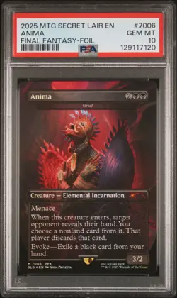 2025 MTG SECRET LAIR DROP FINAL FANTASY-FOIL #7006 ANIMA PSA 10 *low pop* - Image 1