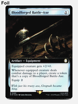 Bloodforged Battle-Axe (Extended Art) - FOIL - [Universes Beyond: Fallout] MTG - Image 1