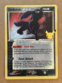 Umbreon Gold Star 17/17 Celebrations: Classic Collection Holo Pokemon TCG MINT - Image 2