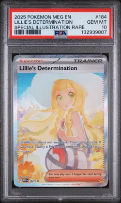 2025 POKEMON MEG EN-MEGA EVOLUTION #184 LILLIE'S DETERMINATION PSA 10 - Image 1
