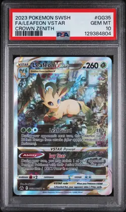 2023 POKEMON SWORD & SHIELD CROWN ZENITH #GG35 FULL ART/LEAFEON VSTAR PSA 10 - Image 1