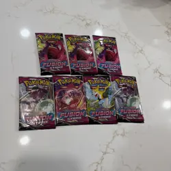 7x - Pokemon Fusion Strike Booster Pack - LOT OF 7 - Gengar Mew - Sealed New - Image 1