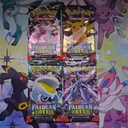 Pokemon 2024 Scarlet & Violet Paldean Fates Booster Pack Lot X4 Artset Nm Mint - Image 1