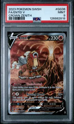 2023 POKEMON SWORD & SHIELD CROWN ZENITH #GG36 FULL ART/ENTEI V PSA 9 - Image 1