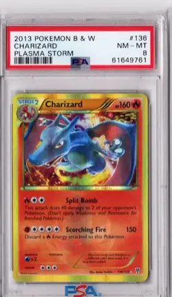 2013 Pokemon B&W Plasma Storm #136 Charizard PSA 8 - Image 1