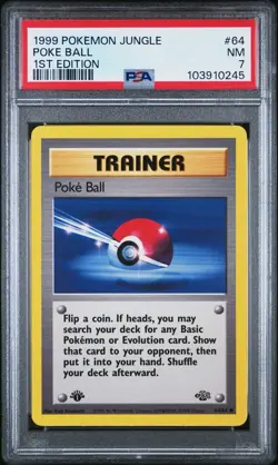 POKE BALL #64 1999 POKEMON WOTC JUNGLE 1ST EDITION PSA 7 - Image 1