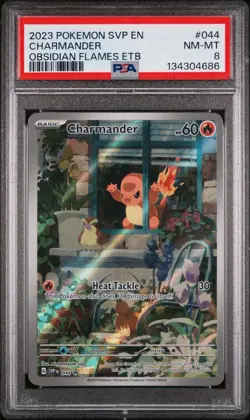 2023 POKEMON SVP EN-SV BLACK STAR PROMO 044 CHARMANDER OBSIDIAN FLAMES ETB PSA 8 - Image 1