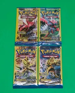 Pokemon XY BREAKpoint 3 Card Mini Booster Packs Complete Art Set Lot of 4 Sealed - Image 1