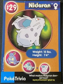Nidoran #29 Burger King Poketrivia Pokemon Card - Image 1
