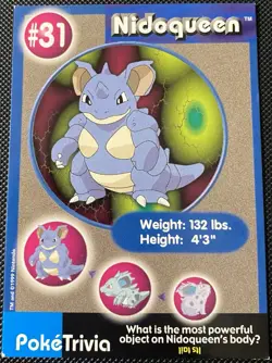 Nidoqueen #31 Poketrivia Burger King Pokemon Card - Image 1