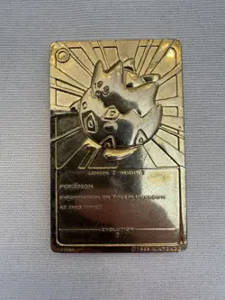Vintage Pokemon Togepi Card Bar 24K Gold Plated 1999 Burger King BK - Image 2