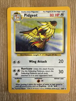Pidgeot 8/64 Pokemon Jungle Unlimited Holo Rare Card 1999 WOTC NO SYMBOL LP/Dent - Image 1