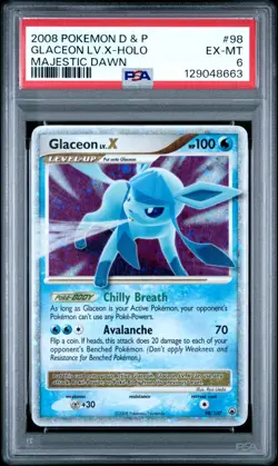 2008 Pokemon Diamond & Pearl Majestic Dawn #98 Glaceon LV.X-Holo PSA 6 - Image 1