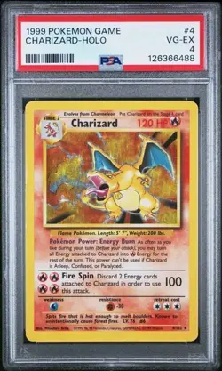 PSA 4 VG-EX 1999 POKEMON BASE SET UNLIMITED #4 CHARIZARD-HOLO - Image 1
