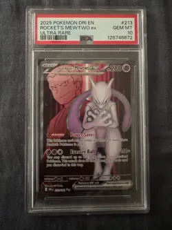 2025 Pokemon Destined Rivals Team Rocket's Mewtwo ex #213/182 PSA 10 - Image 1