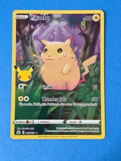 Pikachu Full Art 005 NM Celebrations 005/025 Pokemon TCG 25th Anniversary - Image 1