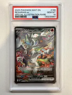 PSA 10 Reshiram ex #166/086 - White Flare Pokemon TCG - Image 1