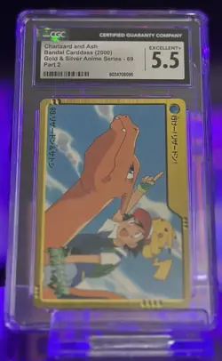 2000 Charizard & Ash NO.69 Anime collection Japanese Bandai Carddass CGC 5.5 - Image 2