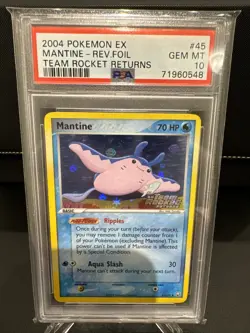 2004 Pokemon EX Team Rocket Returns PSA 10 Mantine Reverse Holo 45/109 - Image 1