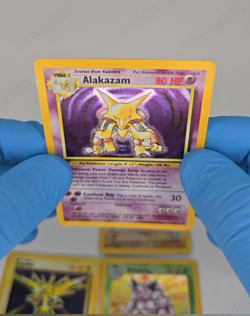 Pokemon Base Set Holo Lot "Alakazam, Hitmonchan, Nidoking, Zapdos" (M. Played) - Image 2