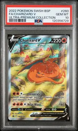 2022 POKEMON SWSH BLACK STAR PROMO #260 FULL ART/CHARIZARD V PSA 10 - Image 1