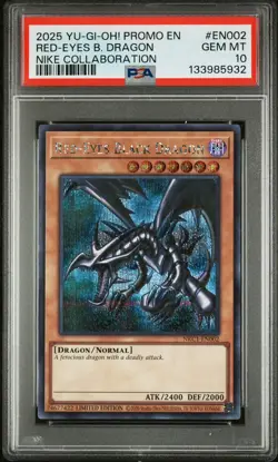 2025 YU-GI-OH! NIKE COLLABORATION PROMO #EN002 RED-EYES BLACK DRAGON PSA 10 - Image 1