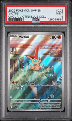 2025 POKEMON SVP EN-SV BLACK STAR PROMO #208 VICTINI PSA 9 - Image 1