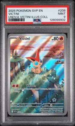 2025 POKEMON SVP EN-SV BLACK STAR PROMO #208 VICTINI PSA 9 - Image 1