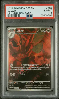 2023 POKEMON OBF EN-OBSIDIAN FLAMES ILLUSTRATION RARE #205 SCIZOR PSA 6 - Image 1