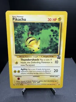 Pokemon TCG WOTC Pikachu 27 Black Star Promo LP/Crease - Image 1