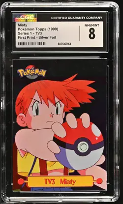 CGC 8 Misty 1999 Series 1 Topps TV3 Silver Foil Pokemon Card - Image 1