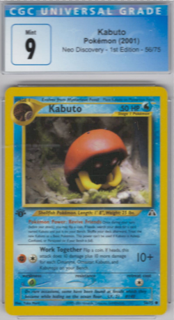 2001 Pokemon 1ST Edition Neo Discovery Kabuto 56/75 CGC 9 - Image 1