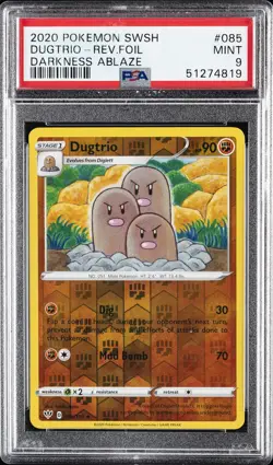 2020 POKEMON SWORD & SHIELD DARKNESS ABLAZE #085 DUGTRIO-REVERSE FOIL PSA 9 - Image 1